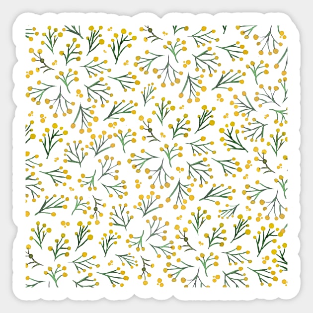 Watercolor winter flowers - yellow and green Sticker by wackapacka